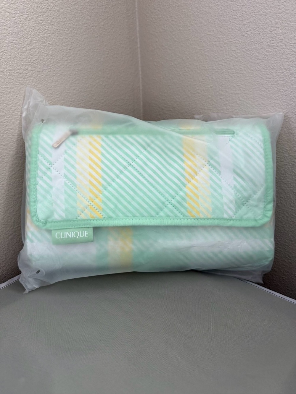 Clinique Mint Green Quilted Picnic Blanket